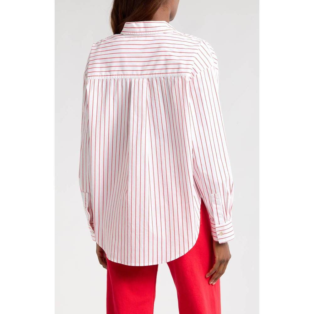 NEW PISTOLA samantha oversized button up shirt in ruby stripe - Picture 3 of 6